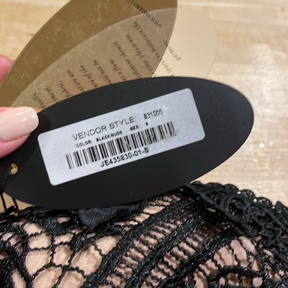 Bariano Lulus Allison Black Nude Lace Strapless evening gown maxi dress bustier - Picture 9 of 16